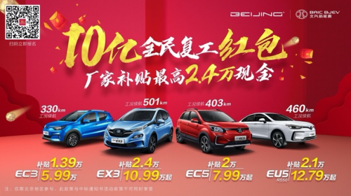 續(xù)航501km只要10.99萬，抄底BEIJING-EX3就趁現(xiàn)在！