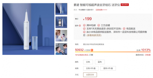 小米有品眾籌超10000000！素諾智能可視潔牙儀T11Pro為何一炮而紅？