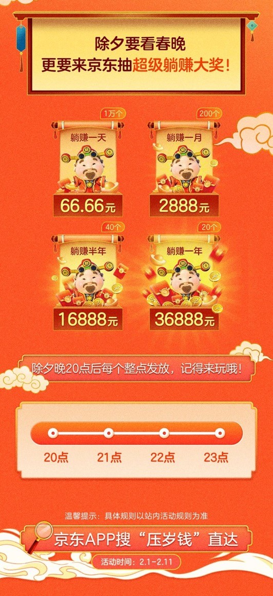除夕夜躺賺大獎即刻來襲！京東年貨節(jié)壓歲錢互動陪你迎新春