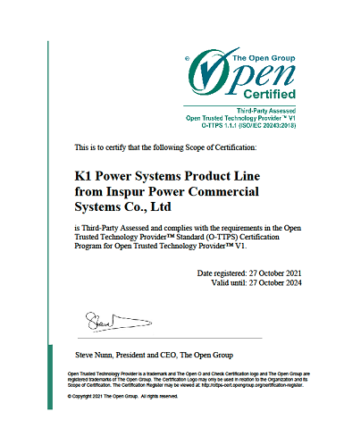 浪潮K1 Power通過ISO/IEC 20243標準認證