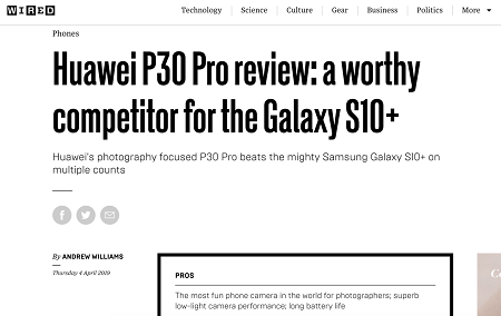 外媒WIRED深度評測華為P30 Pro：最佳智能手機(jī)評價+五星推薦