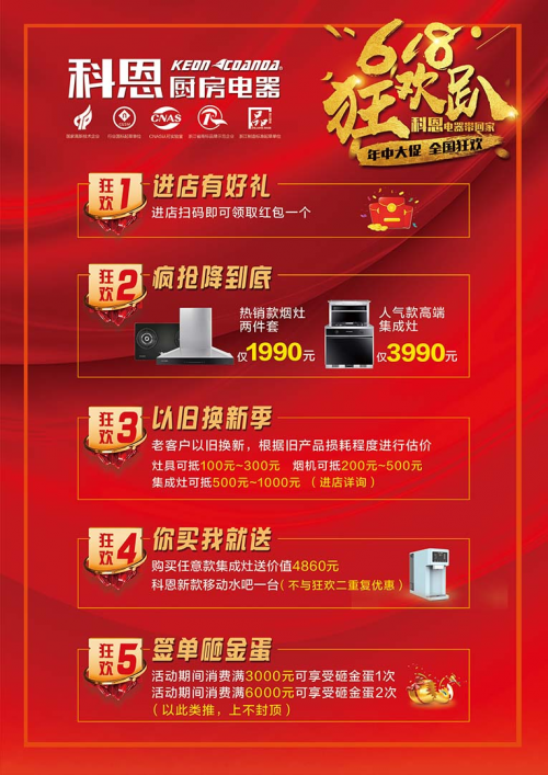618活動(dòng)， 廚房電器選不好，那是價(jià)格還不夠低，科恩電器一步到底