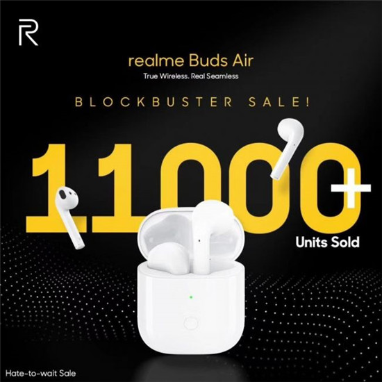 1小時(shí)售出11,000臺(tái)，realme Buds Air率先開啟印度IoT爆款時(shí)代