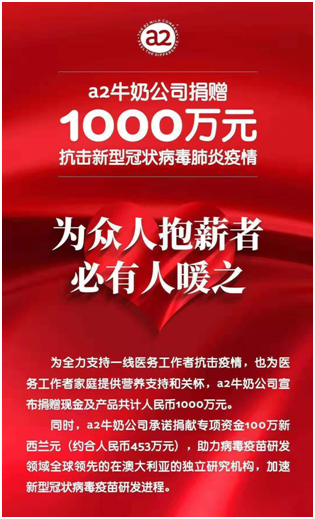 抗擊疫情：a2捐贈千萬助一線“抱薪者”，再傾數(shù)百萬專項資金助疫苗研發(fā)