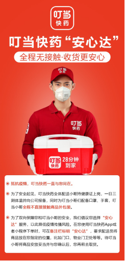 全程無接觸、配送更安心！叮當(dāng)快藥小哥配口罩、手套一日三測(cè)體溫