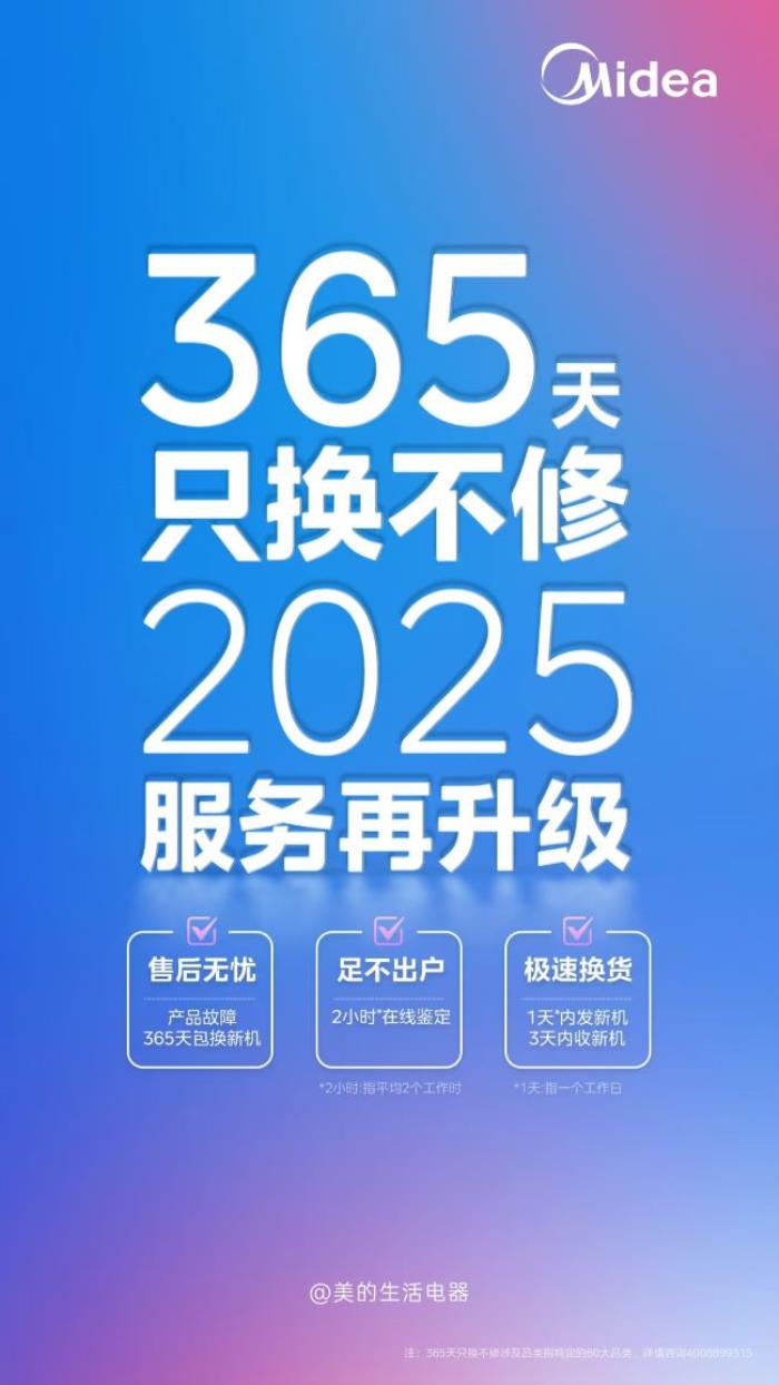 美的生活電器升級(jí)售后服務(wù)，足不出戶享365天產(chǎn)品故障包換新機(jī)
