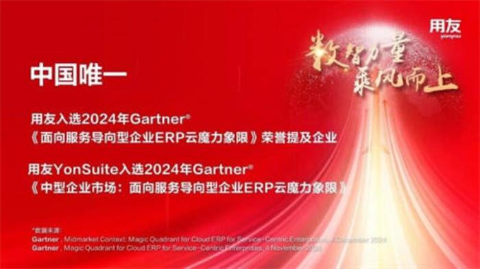 全球認(rèn)可丨用友YouSuite入選Gartner?魔力象限！