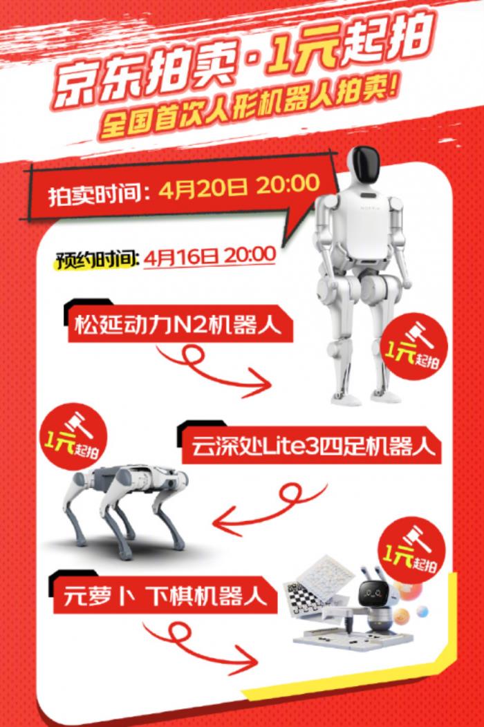機(jī)器人馬拉松開賽在即 來京東預(yù)約賽事機(jī)器人1元競拍活動