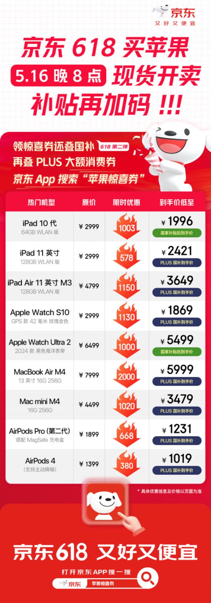 驚喜券疊加國(guó)家補(bǔ)貼更省錢！京東下單iPad 10代到手低至1996元